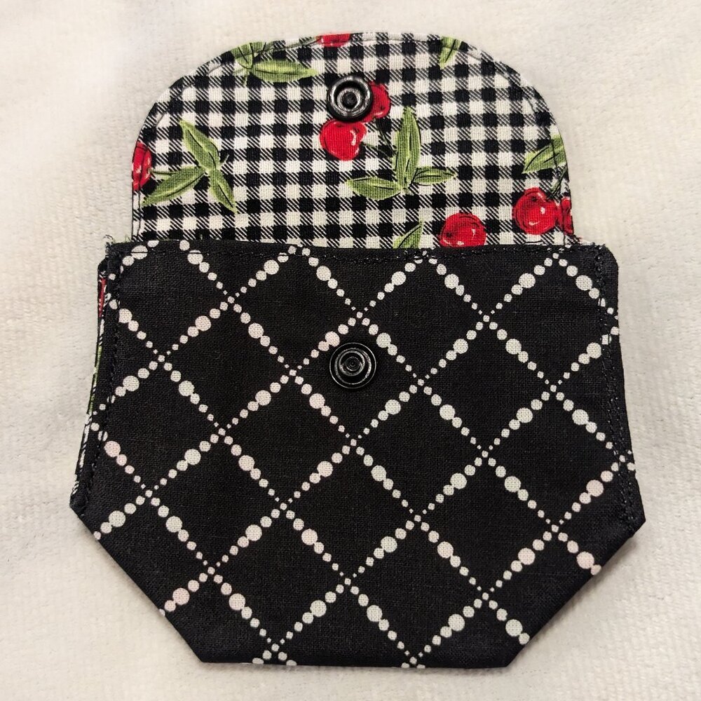NWT Handmade Coin Purse - Cherries, gingham, and lattice - OOAK